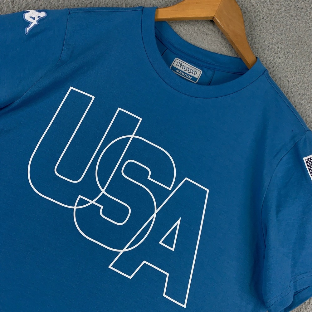 Kappa Gara US Ski Snowboard T-Shirt Men's Medium M Blue Short Sleeve USA Graphic